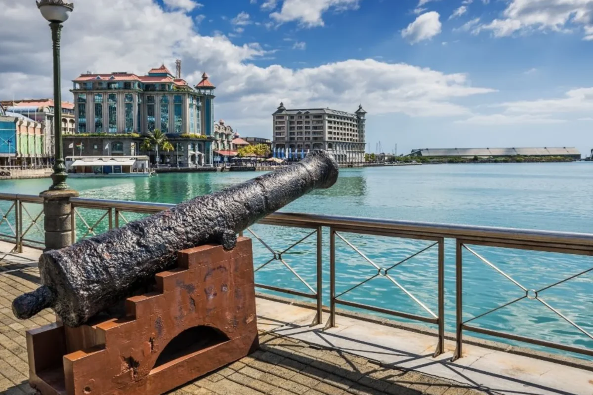 Le Caudan Waterfront and the marina on Port Louis harbour, Mauritius