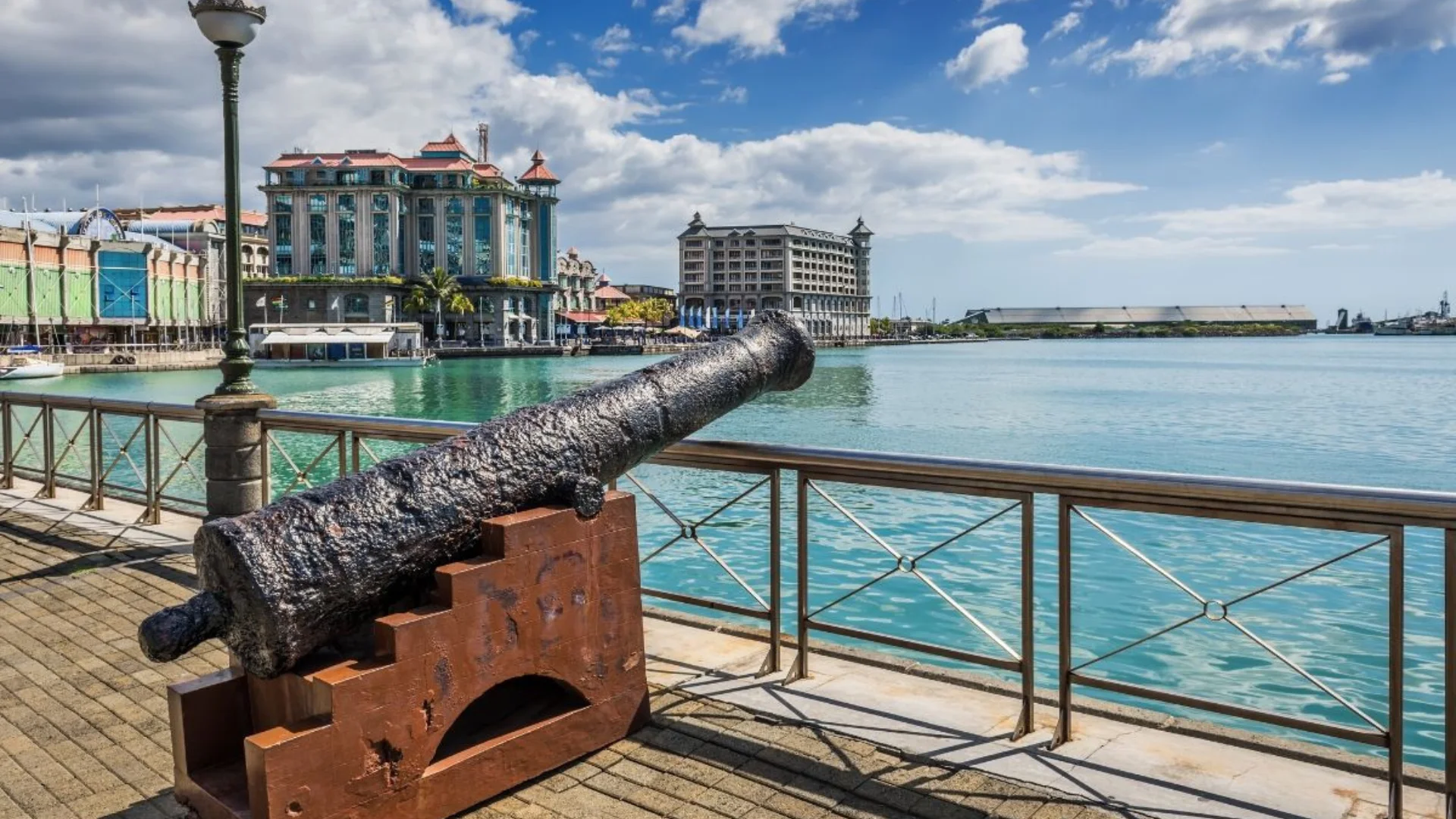 Le Caudan Waterfront and the marina on Port Louis harbour, Mauritius
