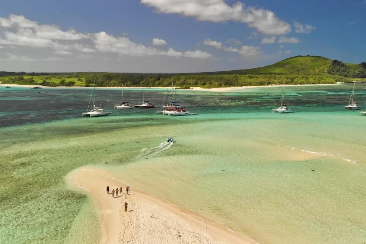 The shallow turquoise lagoon at Gabriel Island, northern Mauritius