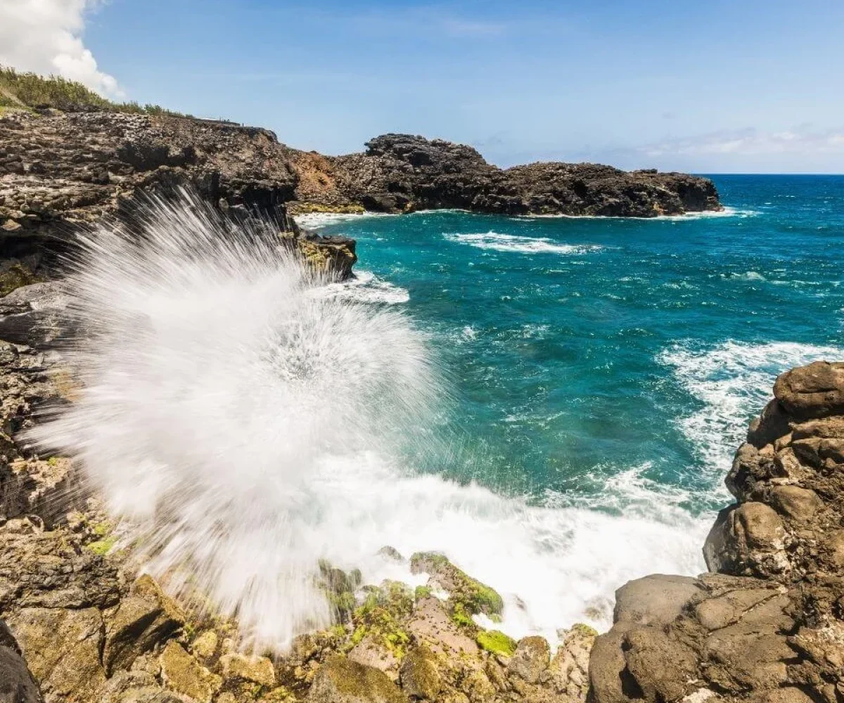 The natural land bridge on the shore near Le Souffleur, formed by a collapsed sea grotto