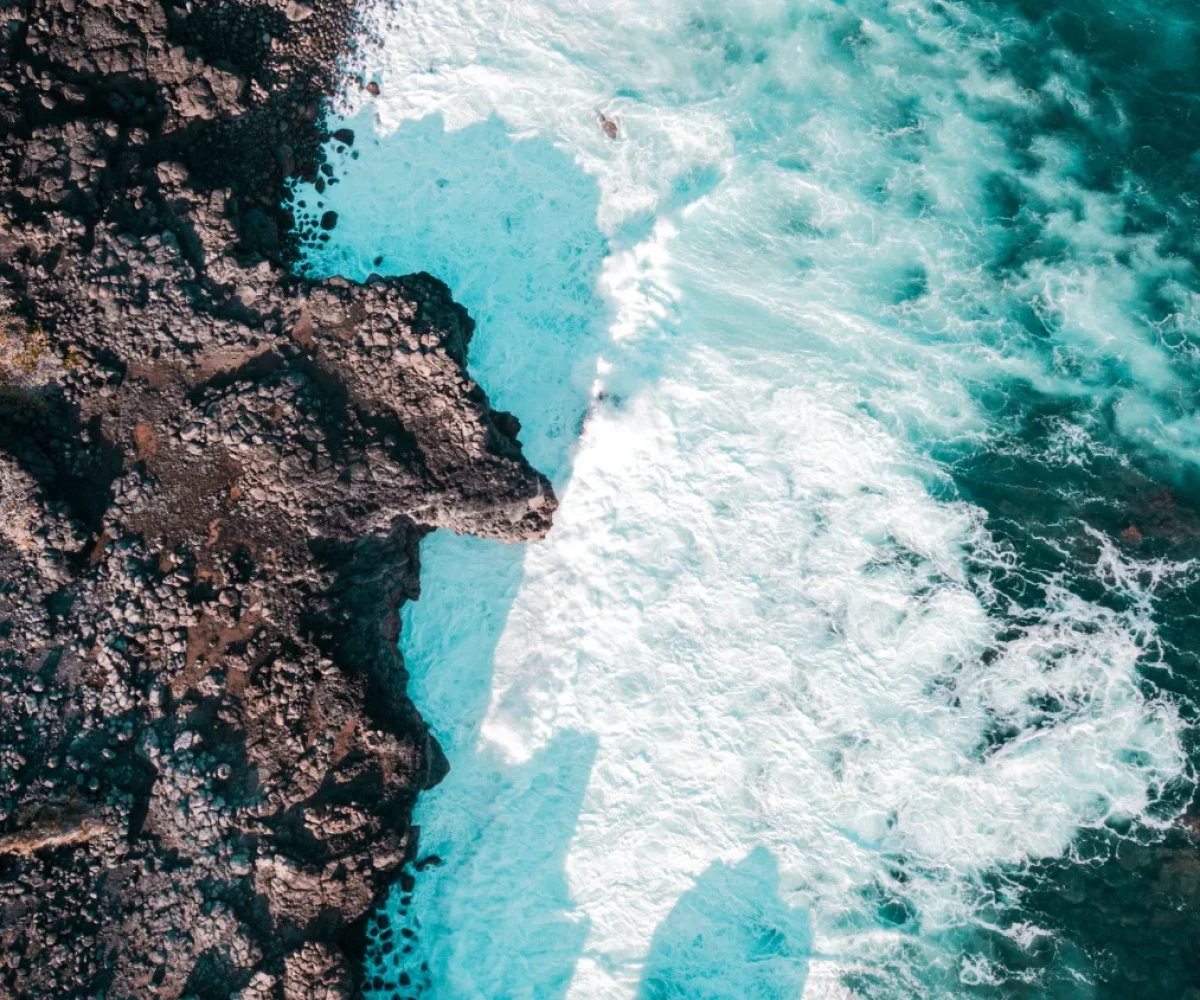 Wild cliffs and open ocean at Le Souffleur on the south coast of Mauritius