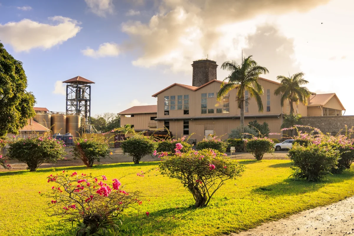The colonial estate house at Saint Aubin rum distillery in southern Mauritius