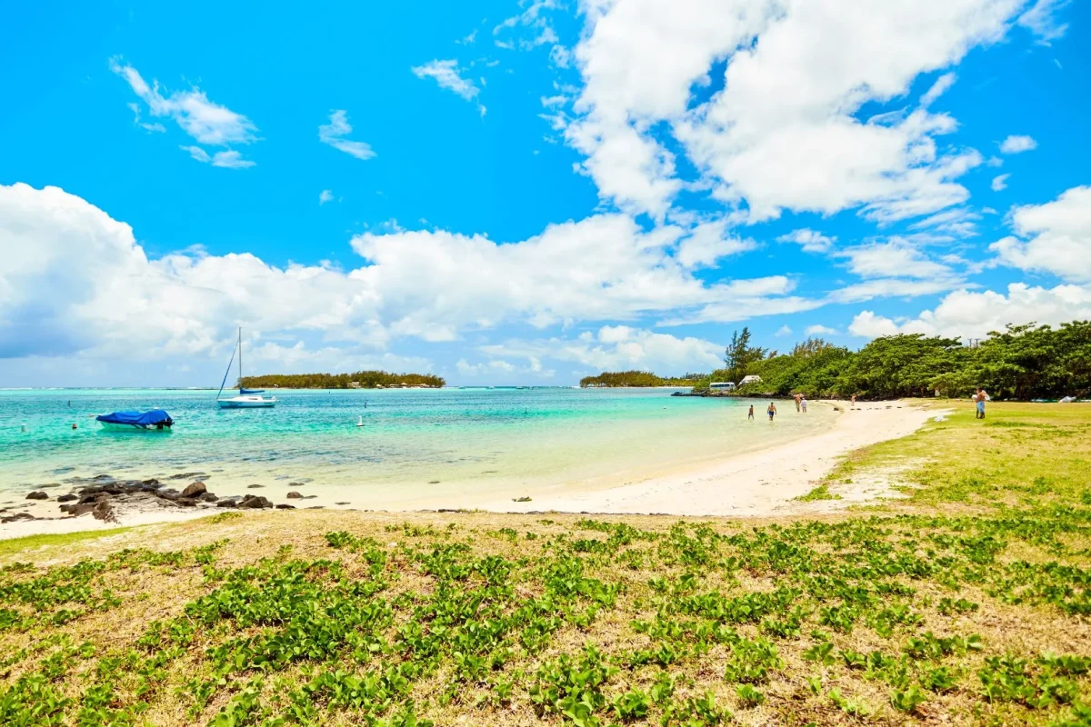 The protected turquoise lagoon of Blue Bay Marine Park in south-east Mauritius