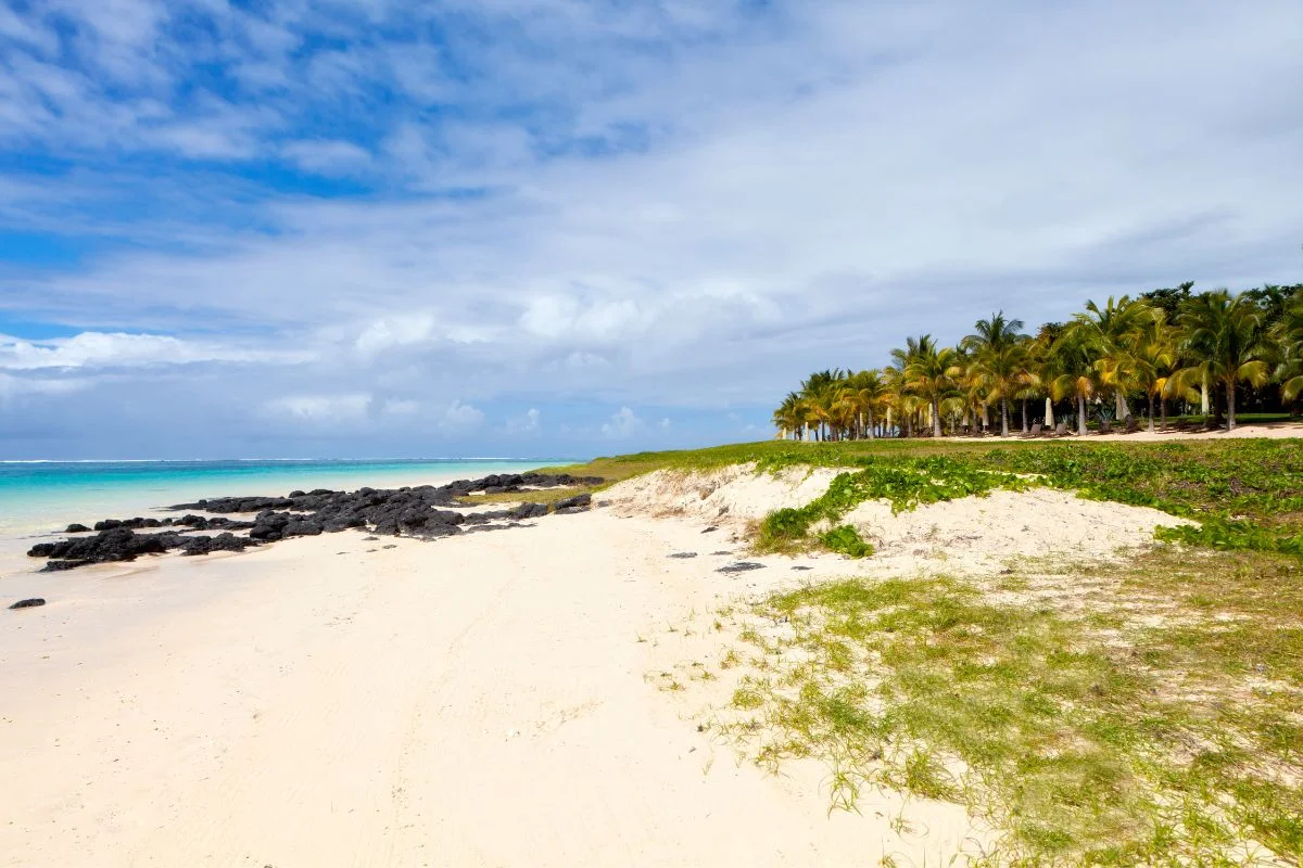 The small sheltered cove of La Cuvette beach near Grand Baie, northern Mauritius